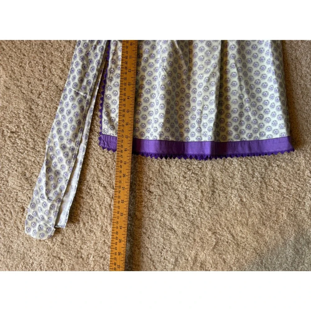 Vintage Purple Floral Half Apron Rick Rack Trim Pocket Handmade Retro Kitchen